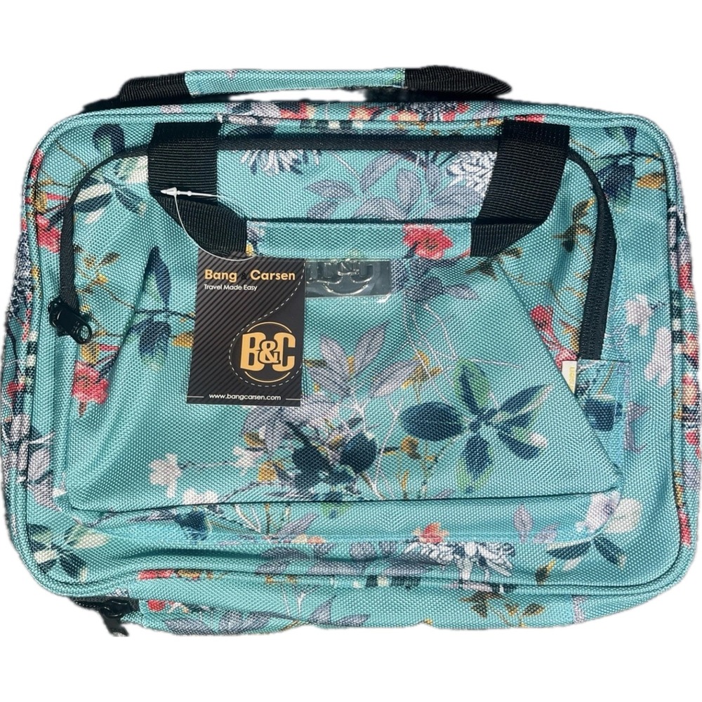 Bang Carsen‎ Large Hanging Travel Toiletry Bag Turquoise Floral Makeup Organizer